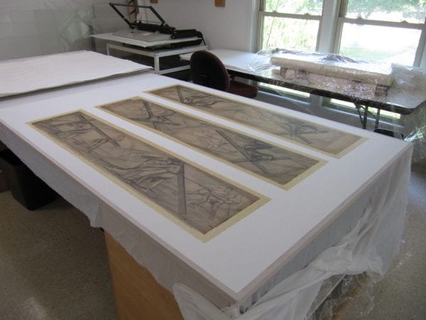 Conservation of drawings for Octavio Medellin’s Saint Bernard of Clairvaux Catholic Church murals