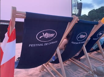 Canne Film Festival logo on chairs
